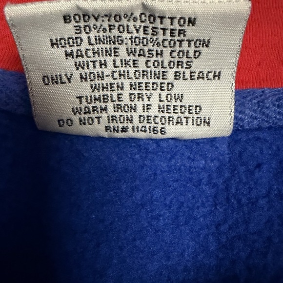 Kansas Jayhawks Mascot Logo Stadium Athletics Hoodie Pullover LG Y2K Cut Neck - Picture 7 of 11